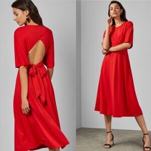 Ted Baker London Syrrina Dress, Red, Wrap Around, Open Back, Size 3 US 8